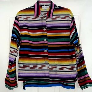 Karen Kane Women’s Multicolor Stripe Cotton Shirt Jacket Shacket size XS Boho